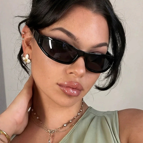 Y2K Narrow Rectangle Wrap Around Sunglasses