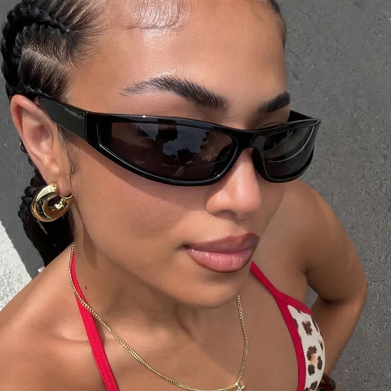 Y2K Narrow Rectangle Wrap Around Sunglasses